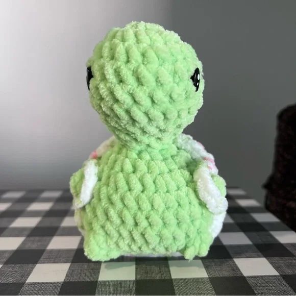 Crochet Cheeky Turtle with Removable Shell made by Petunias Plushie Patch - Picture 2 of 8